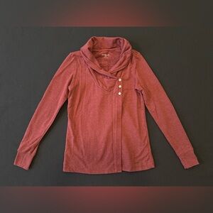Danskin Women’s Long Sleeve Cowl Neck Top with Button Accents